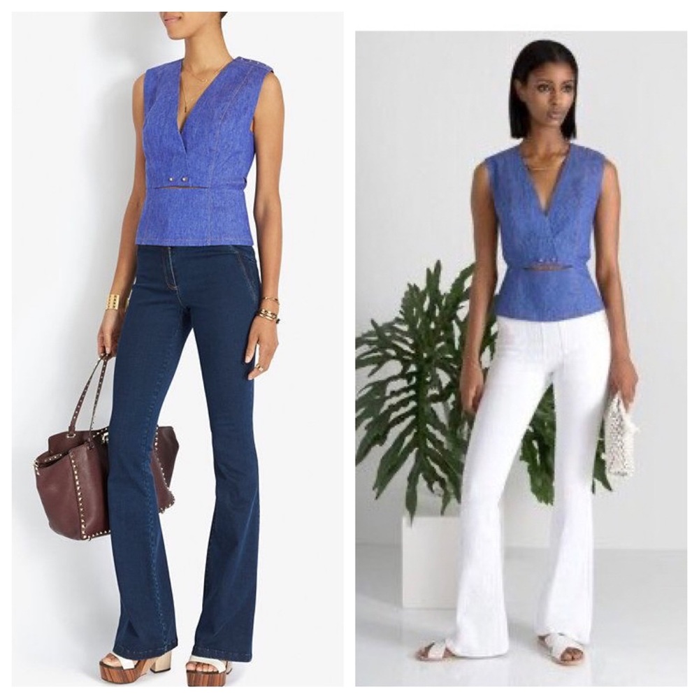 10 Crosby Derek Lam for Intermix Denim Studded Cutout Top, Size 0, NWOT